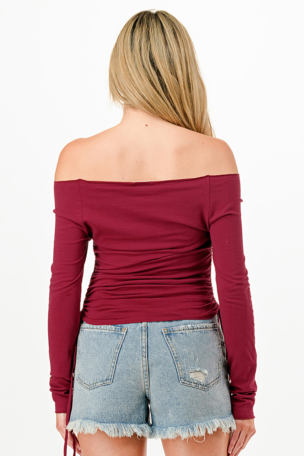 LONG SLEEVE OFF SHOULDER WITH RHINESTONES