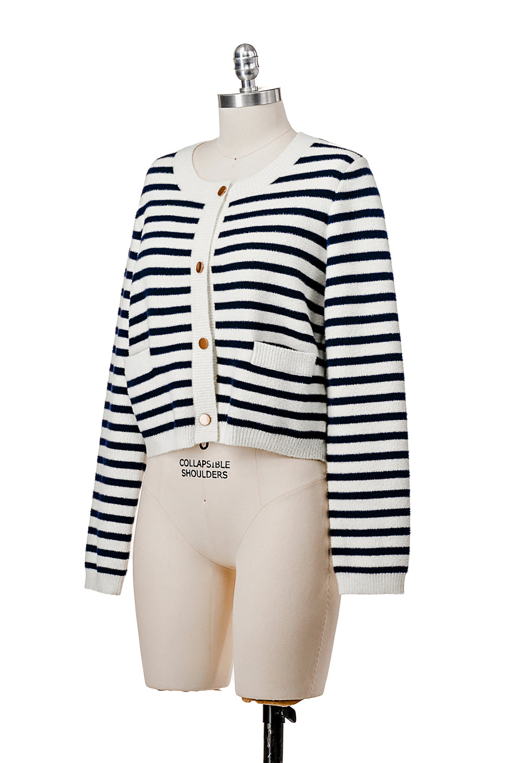 STRIPED JACKET WITH MATTE GOLD BUTTONS