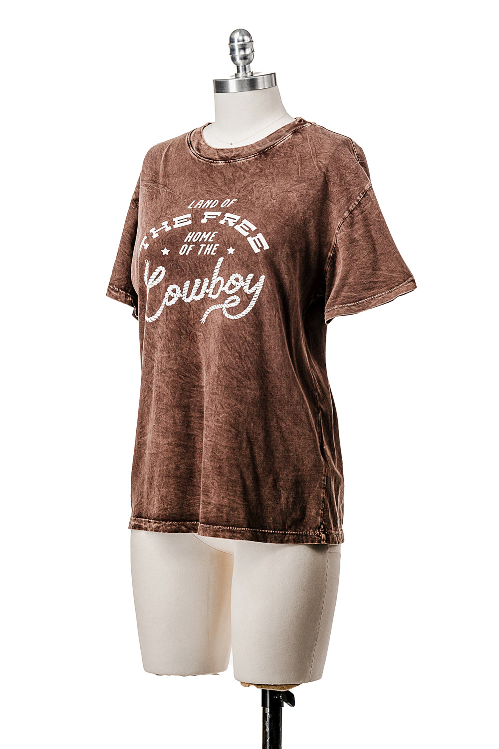 COWBOY RODEO MINERAL WASHED T-SHIRT WITH GRAPHIC