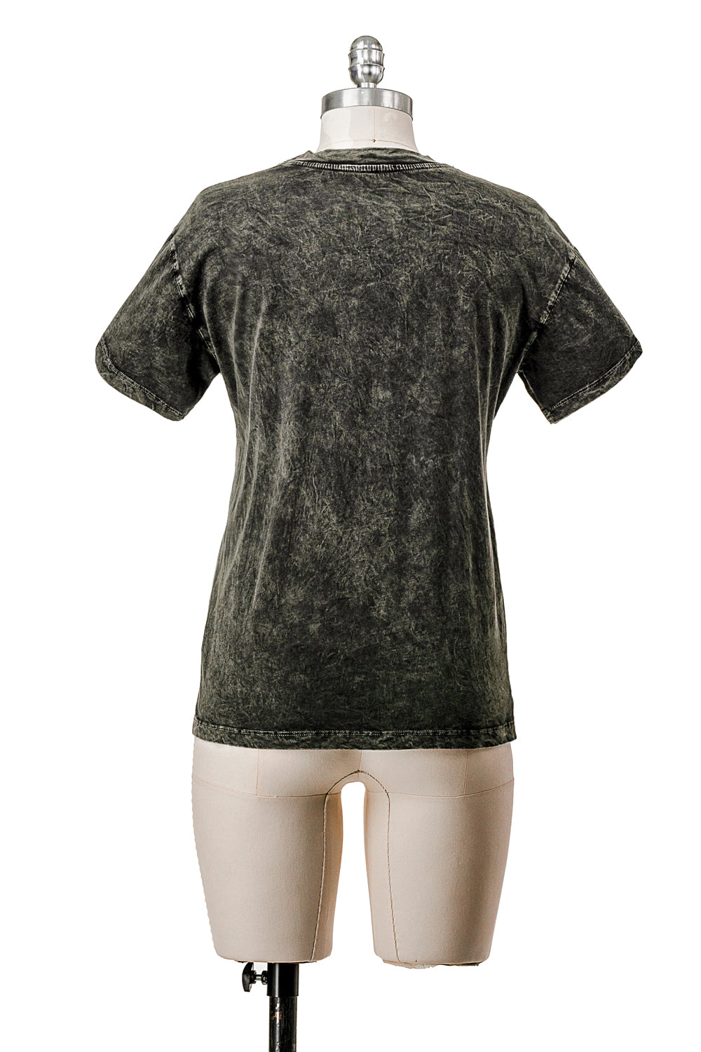 SHORT SLEEVE MINERAL WASHED T-SHIRT WITH RHINESTONES