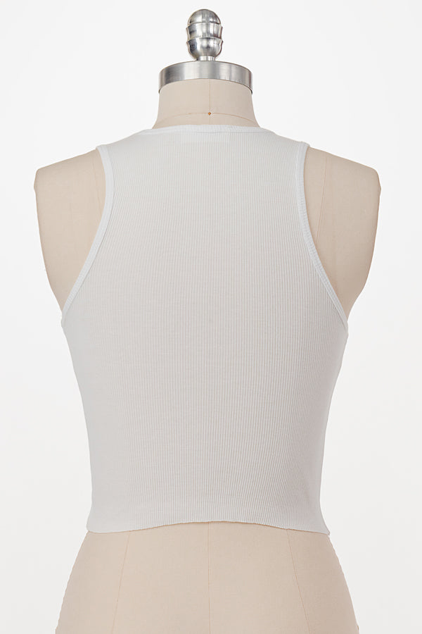 LUCKY CLOVER EMBO RIBBED TANK