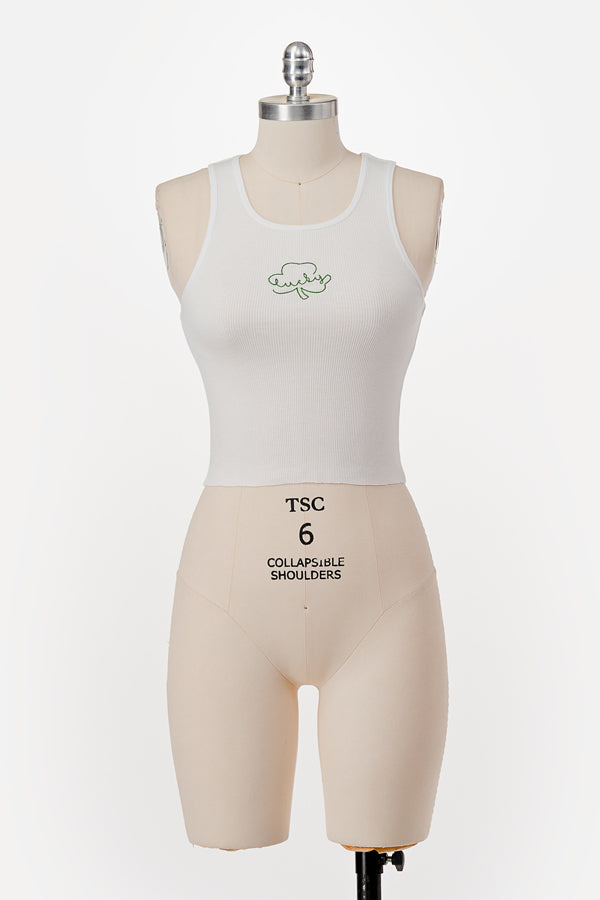 LUCKY CLOVER EMBO RIBBED TANK