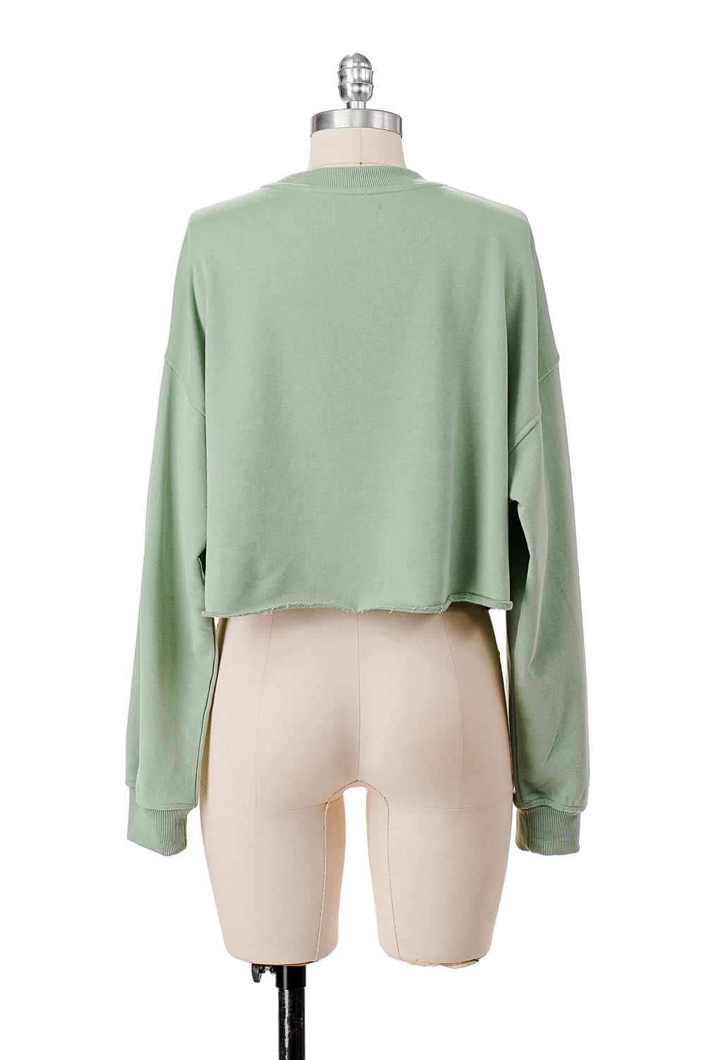 HAPPY FRENCH TERRY SWEATSHIRT W/ APPLIQUE CROPPED RAW EDGE