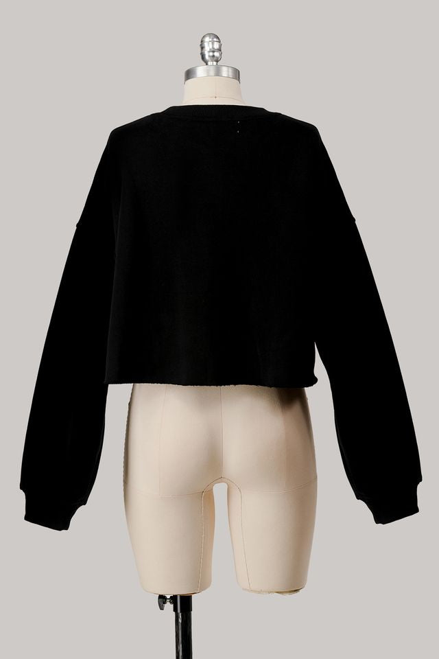 BLACK HAPPY FLEECE SWEATSHIRT