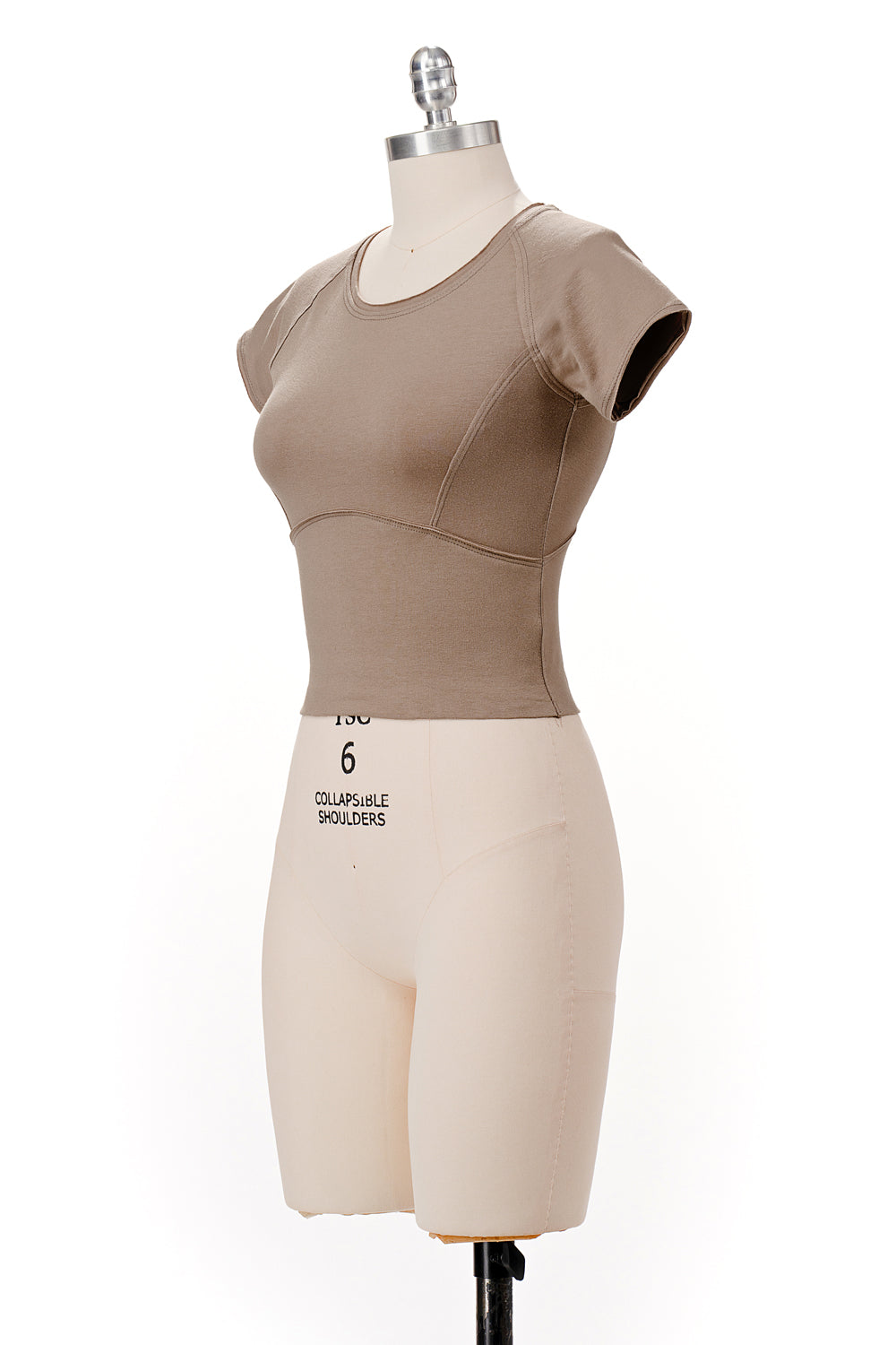 TAUPE EXPOSED EDGES BABY TEE