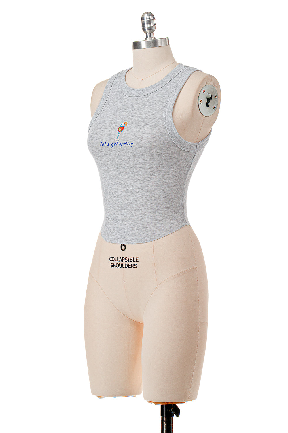 GREY LET'S GET SPRITZY RIBBED TANK TOP