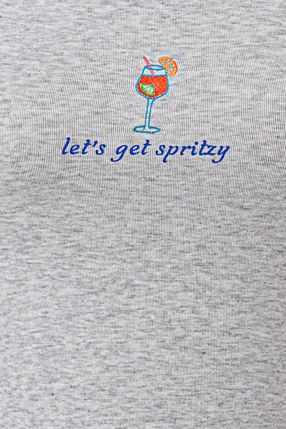 GREY LET'S GET SPRITZY RIBBED TANK TOP