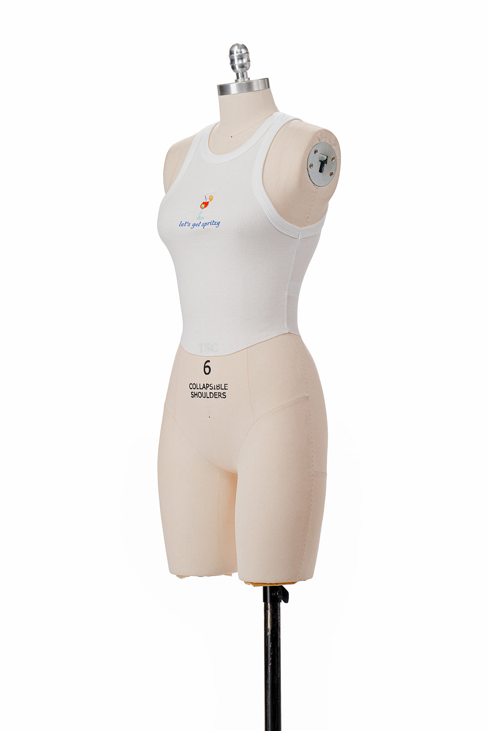 WHITE LET'S GET SPRITZY RIBBED TANK TOP EMBROIDERY