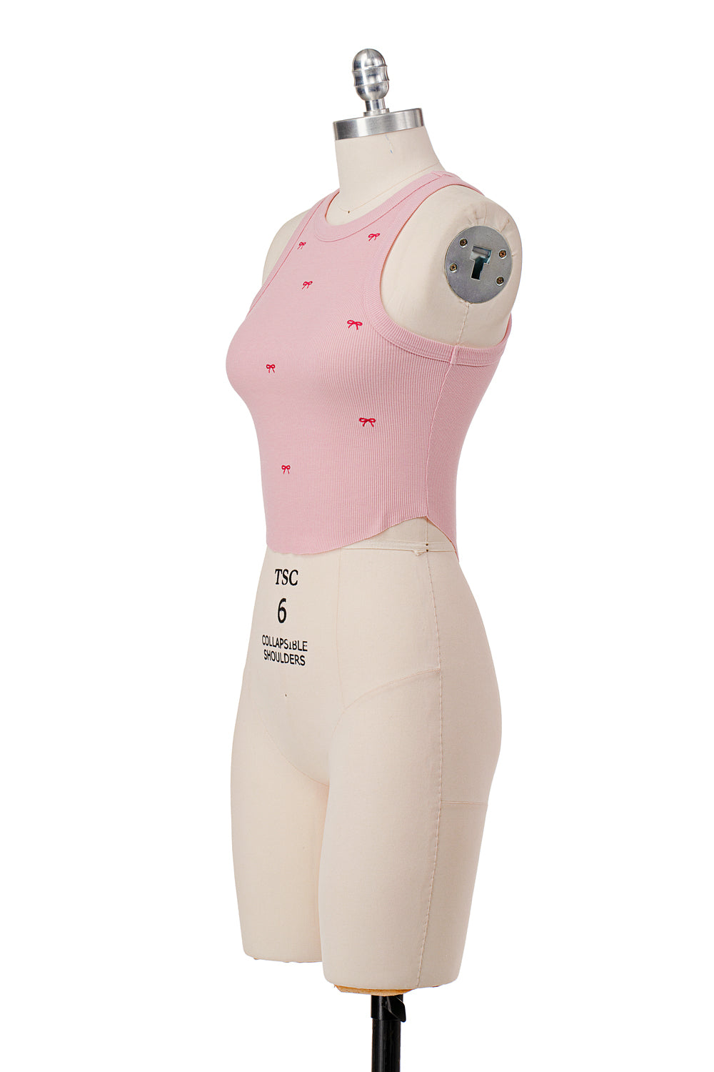 ALL OVER RIBBONS EMBROIDERED RIBBED TANK TOP