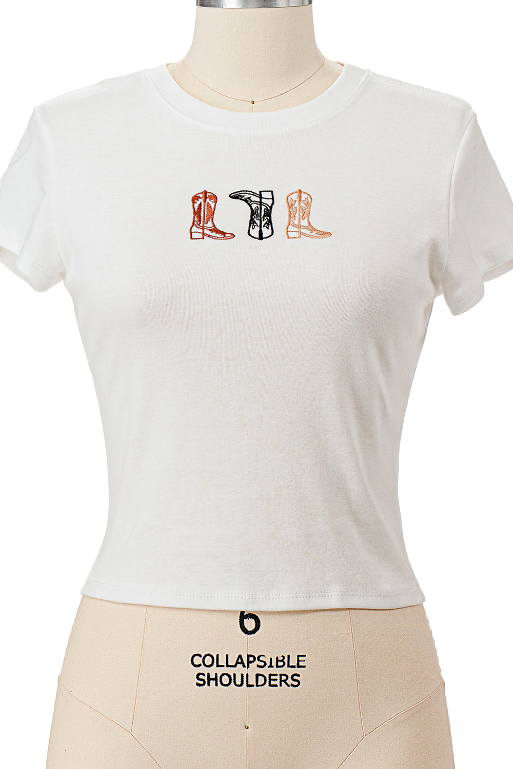 3 COWBOY BOOTS EMBROIDERY BABY TEE