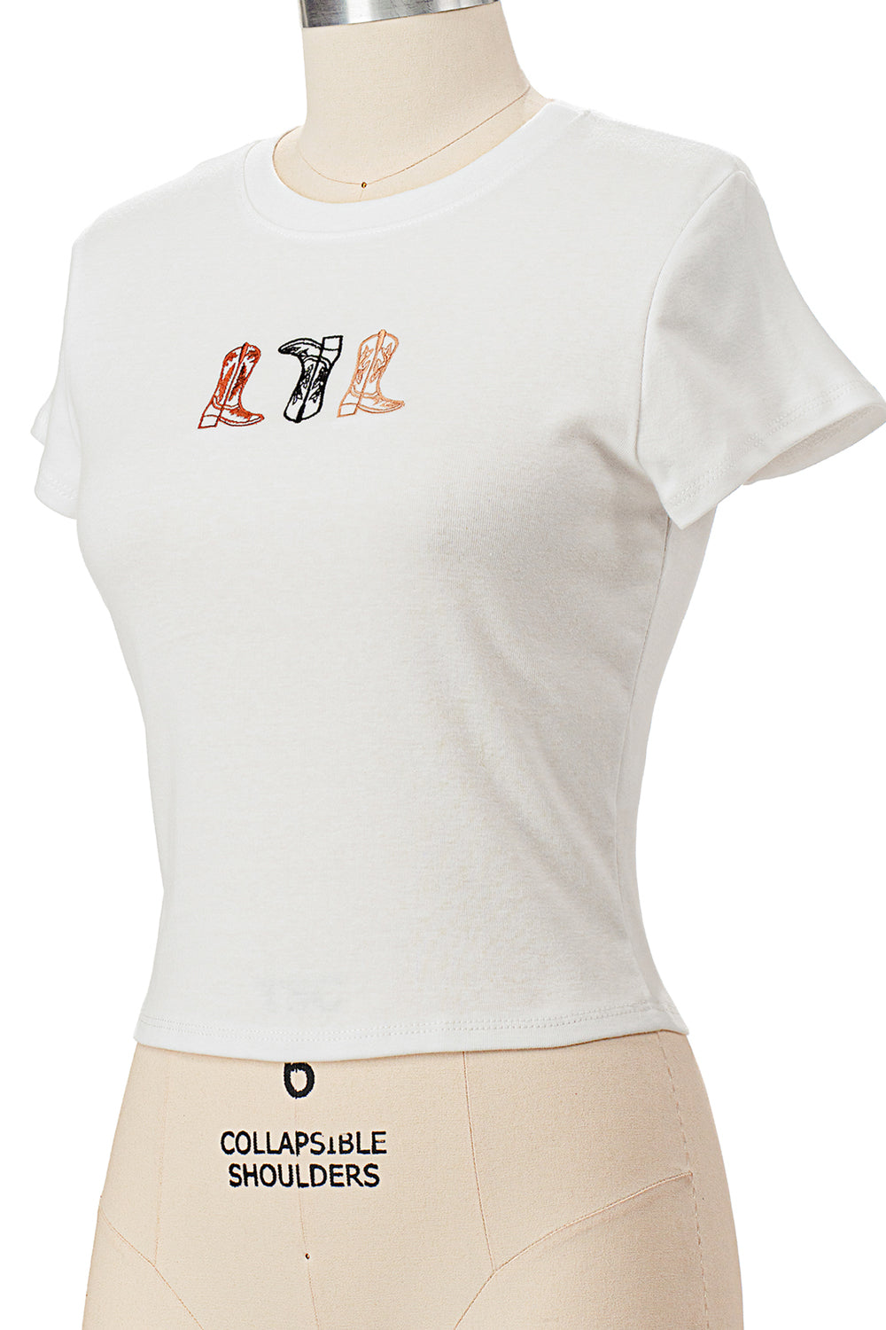 3 COWBOY BOOTS EMBROIDERY BABY TEE