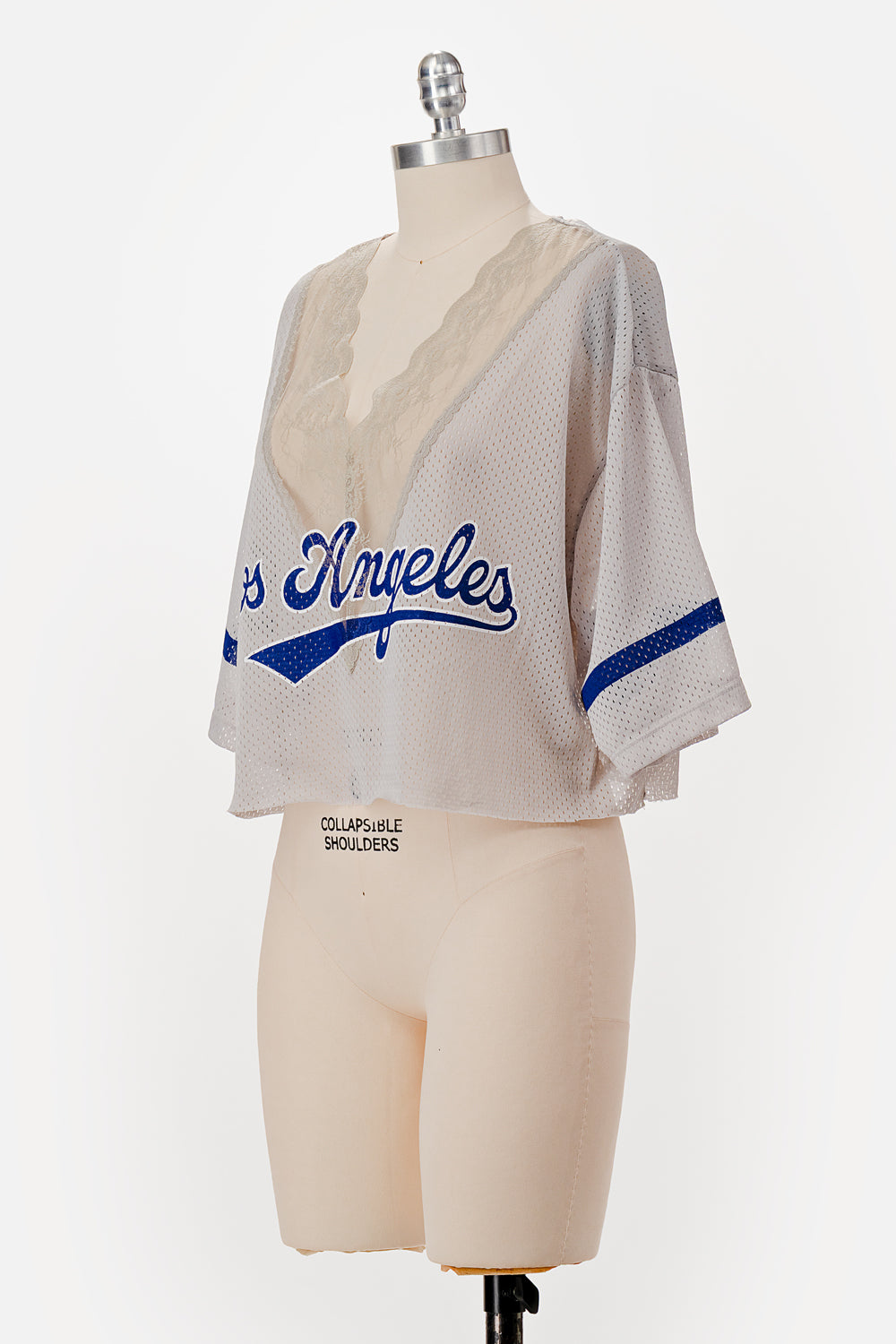 GREY LOS ANGELES BASEBALL LACE V NECK JERSEY
