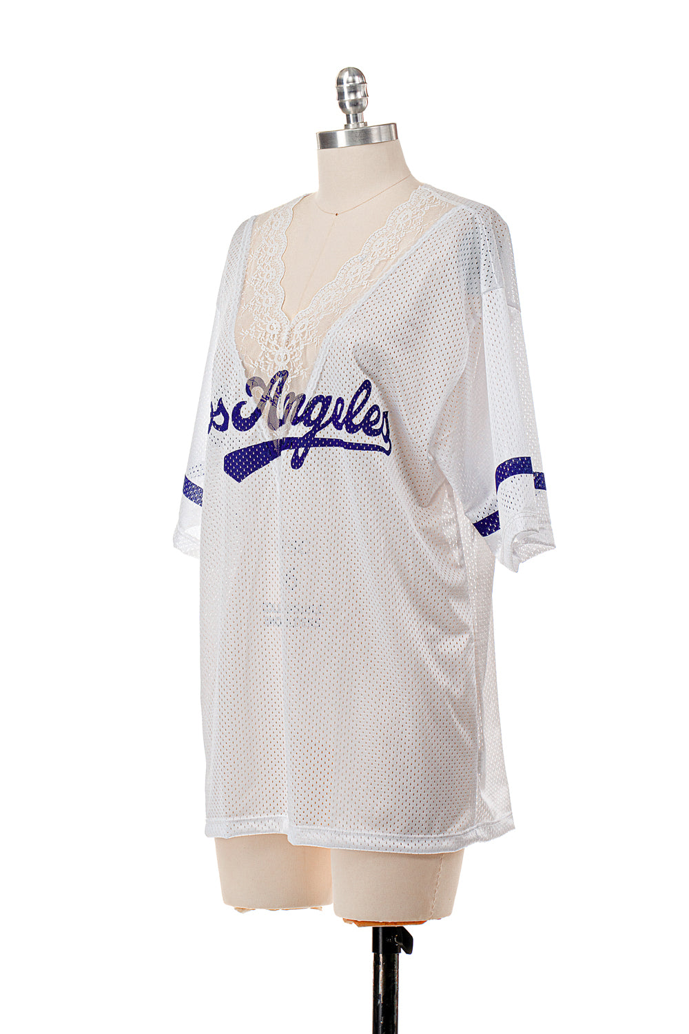 WHITE LOS ANGELES LACE V NECK JERSEY