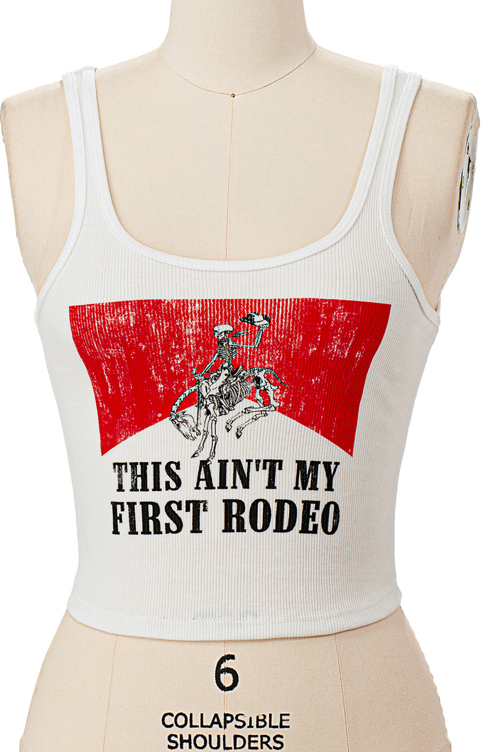 THIS AIN'T MY FIRST RODEO SKELETON COWBOY RIBBED TANK