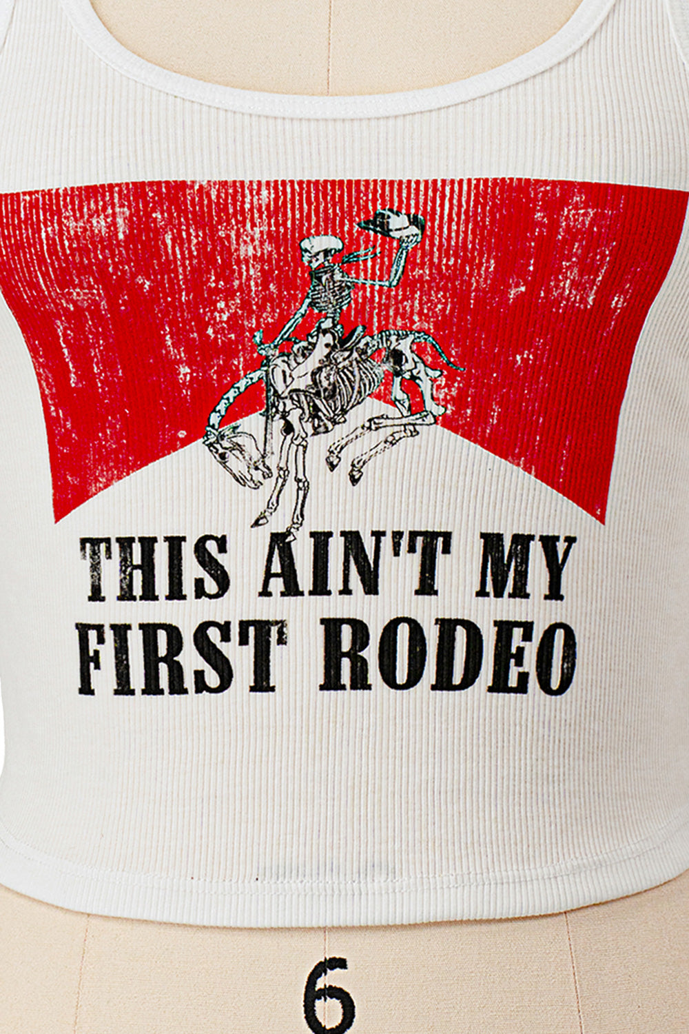 THIS AIN'T MY FIRST RODEO SKELETON COWBOY RIBBED TANK