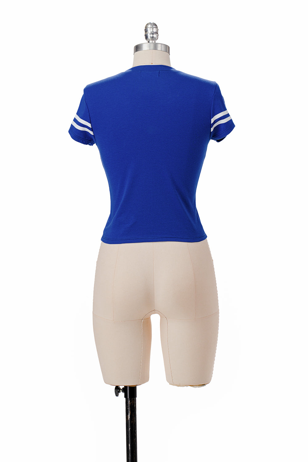 ROYAL BLUE LOS ANGELES BASEBALL BABY TEE WITH EMBROIDERY FRONT AND PRINTED SLEEVES