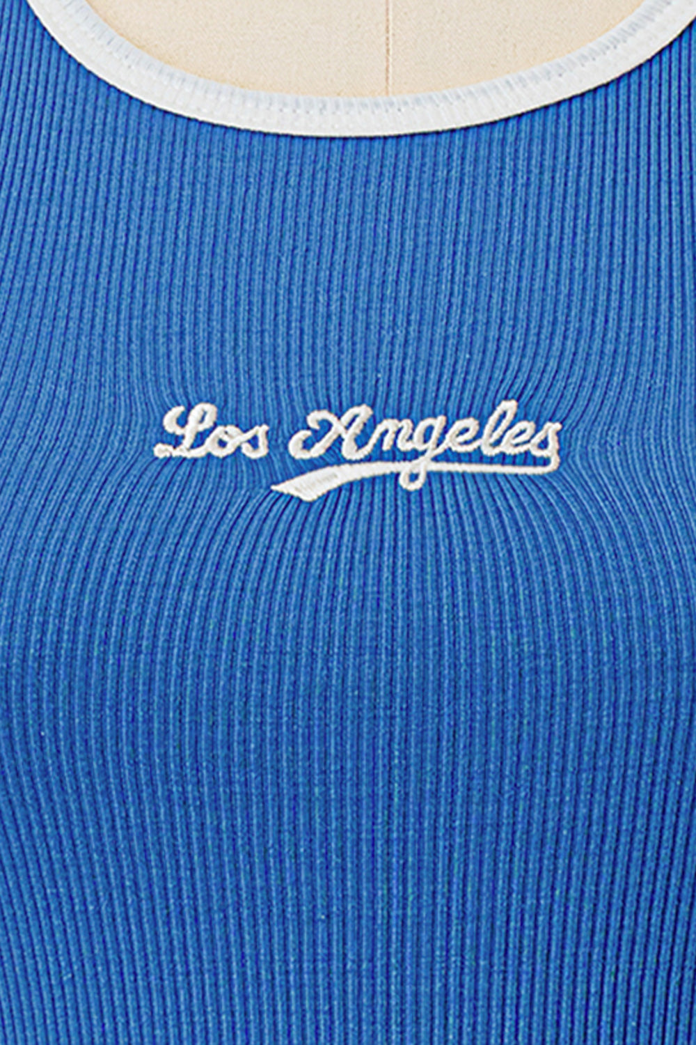BLUE LOS ANGELES EMBROIDERY RIBBED TANK TOP