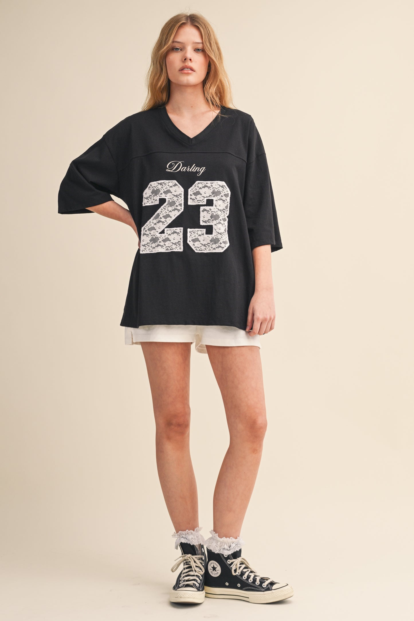 DARLING 23 LACE EMBROIDERED HEAVY COTTON JERSEY