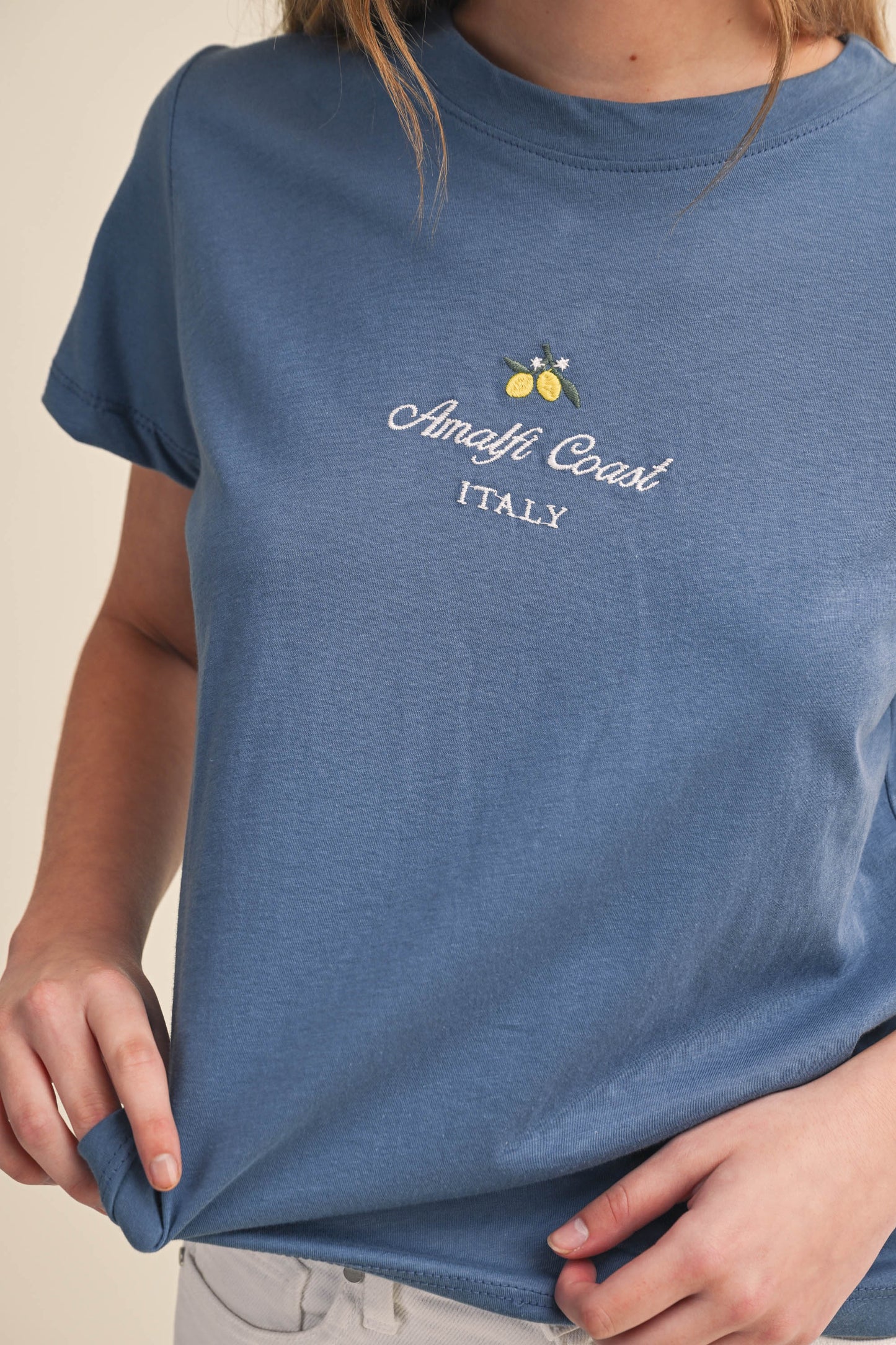 AMALFI COAST ITALY LEMONS EMBROIDERY TEE