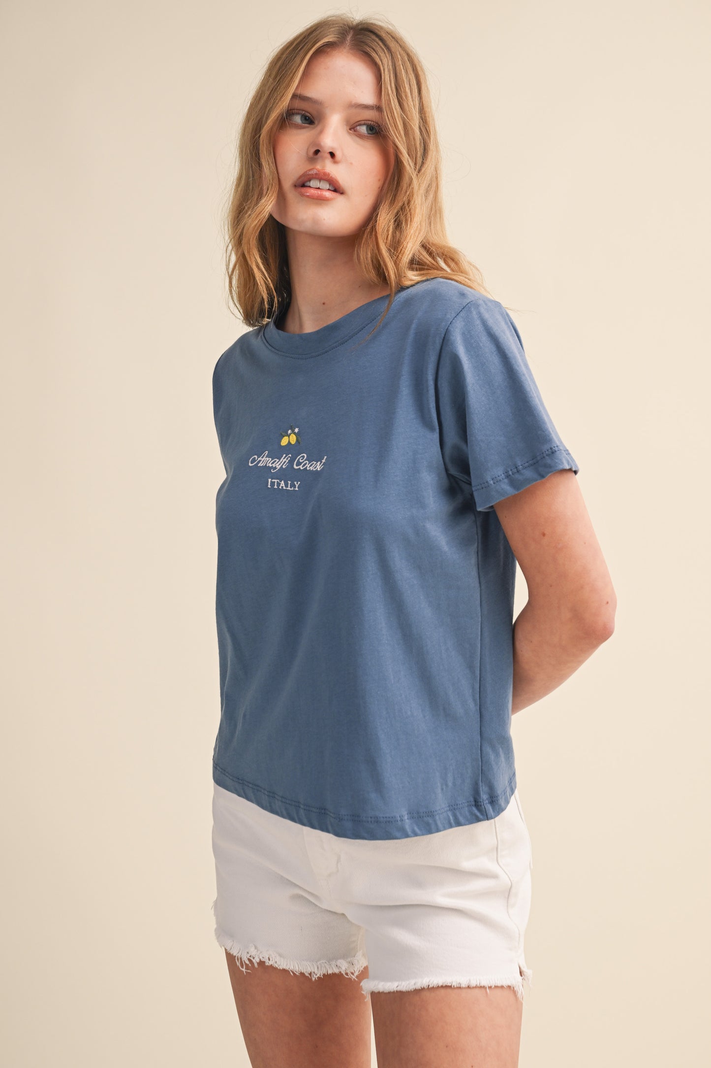AMALFI COAST ITALY LEMONS EMBROIDERY TEE