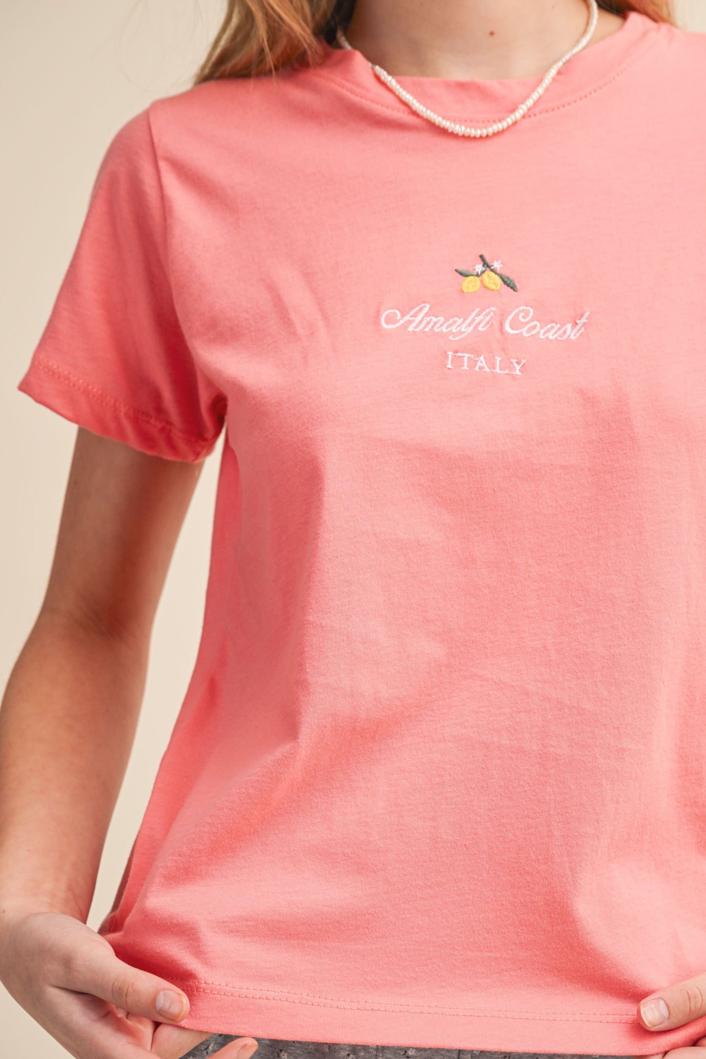 AMALFI COAST ITALY LEMONS EMBROIDERY TEE
