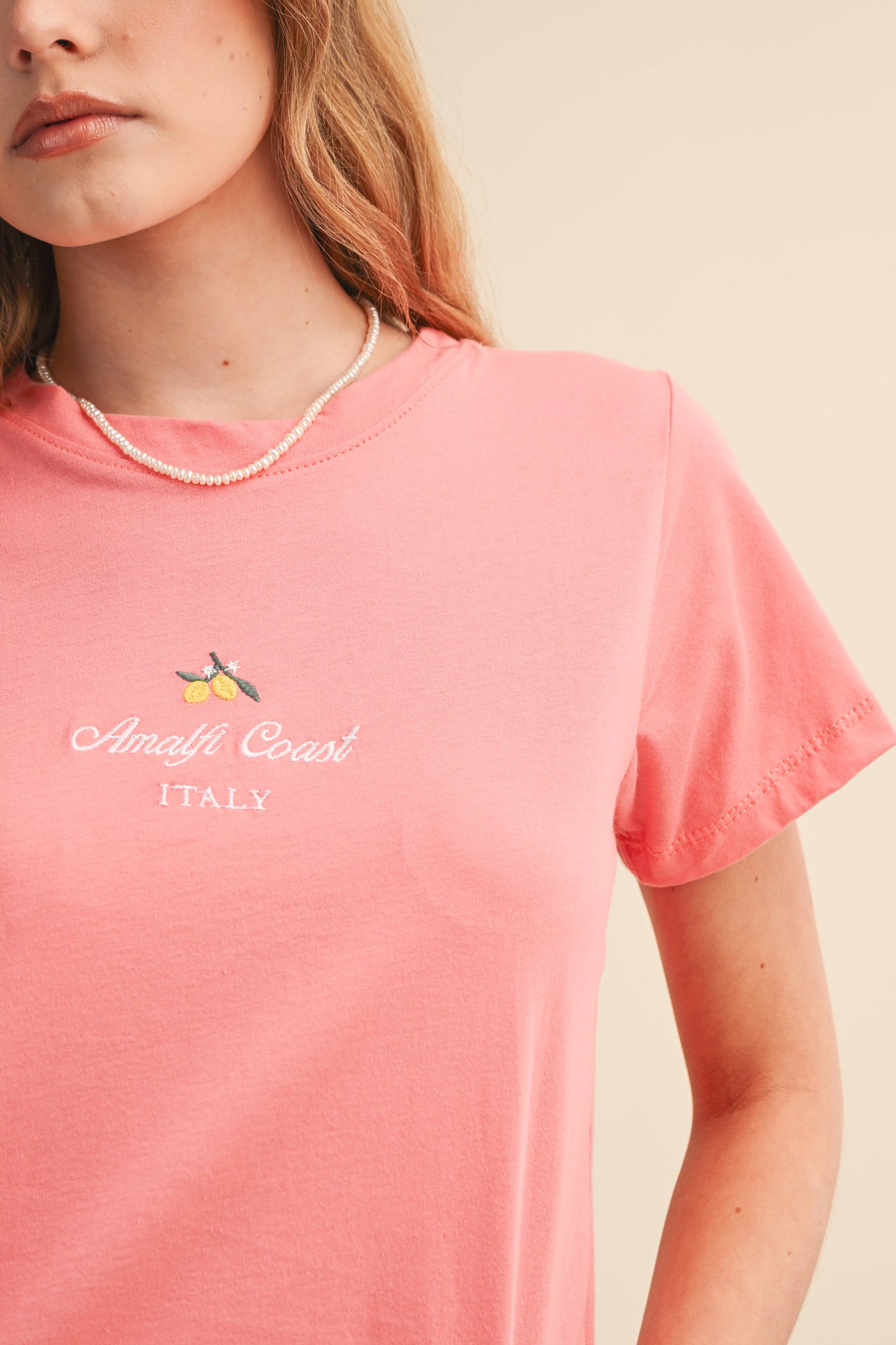 AMALFI COAST ITALY LEMONS EMBROIDERY TEE