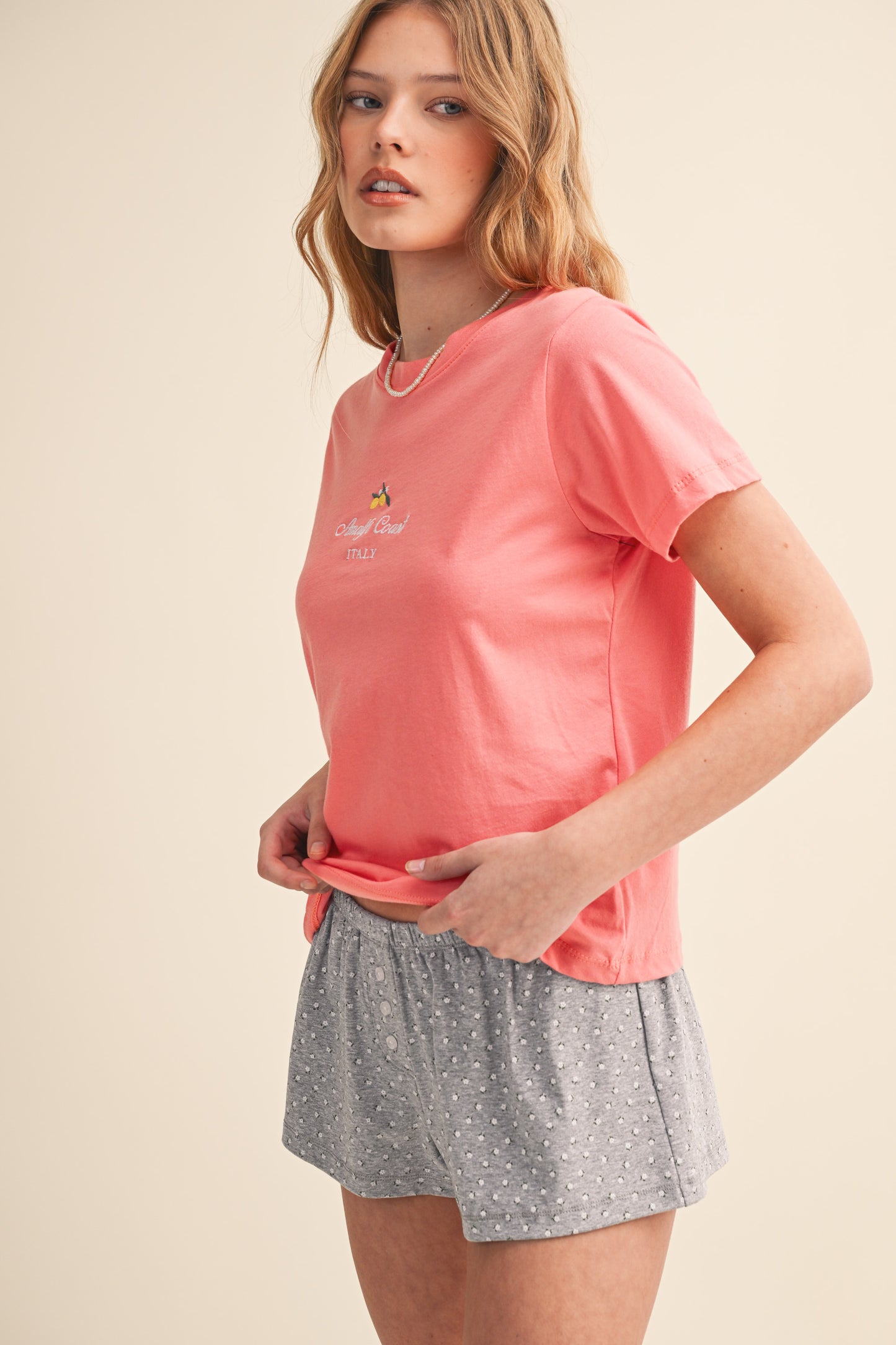 AMALFI COAST ITALY LEMONS EMBROIDERY TEE