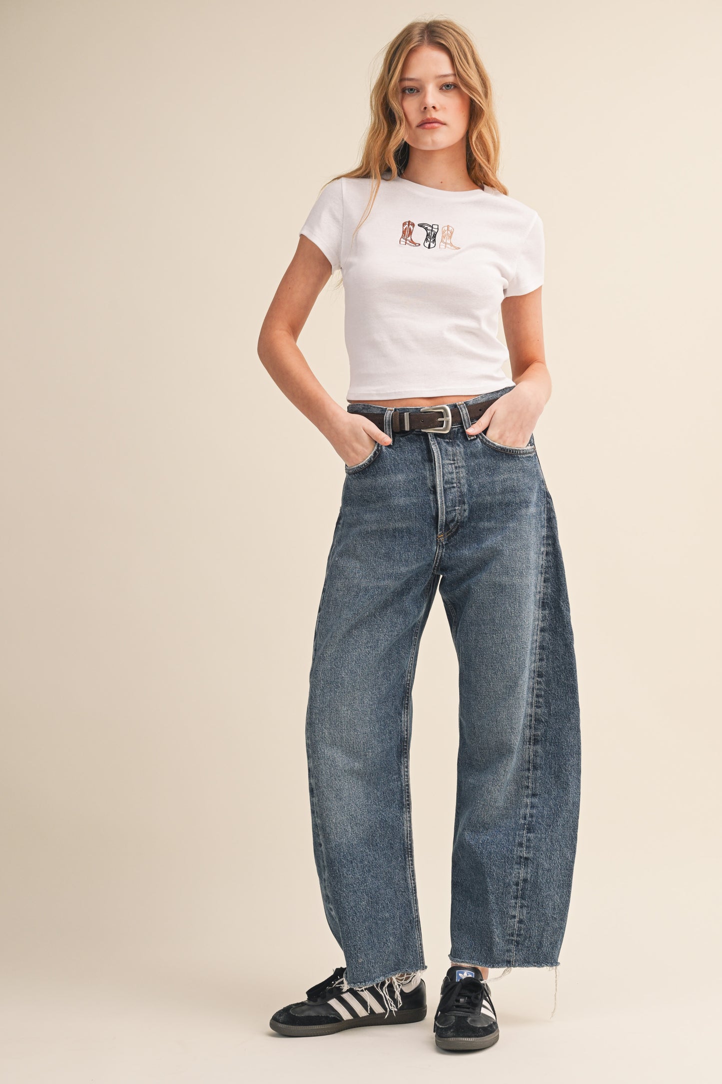 3 COWBOY BOOTS EMBROIDERY BABY TEE