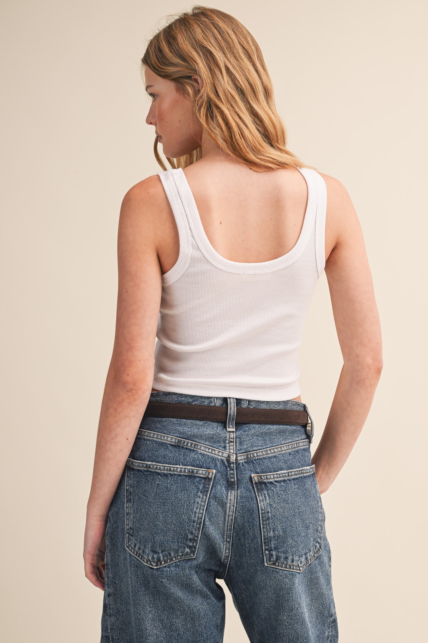 COWBOY CUSHIONS CROPPED RIBBED COTTON TANK TOP