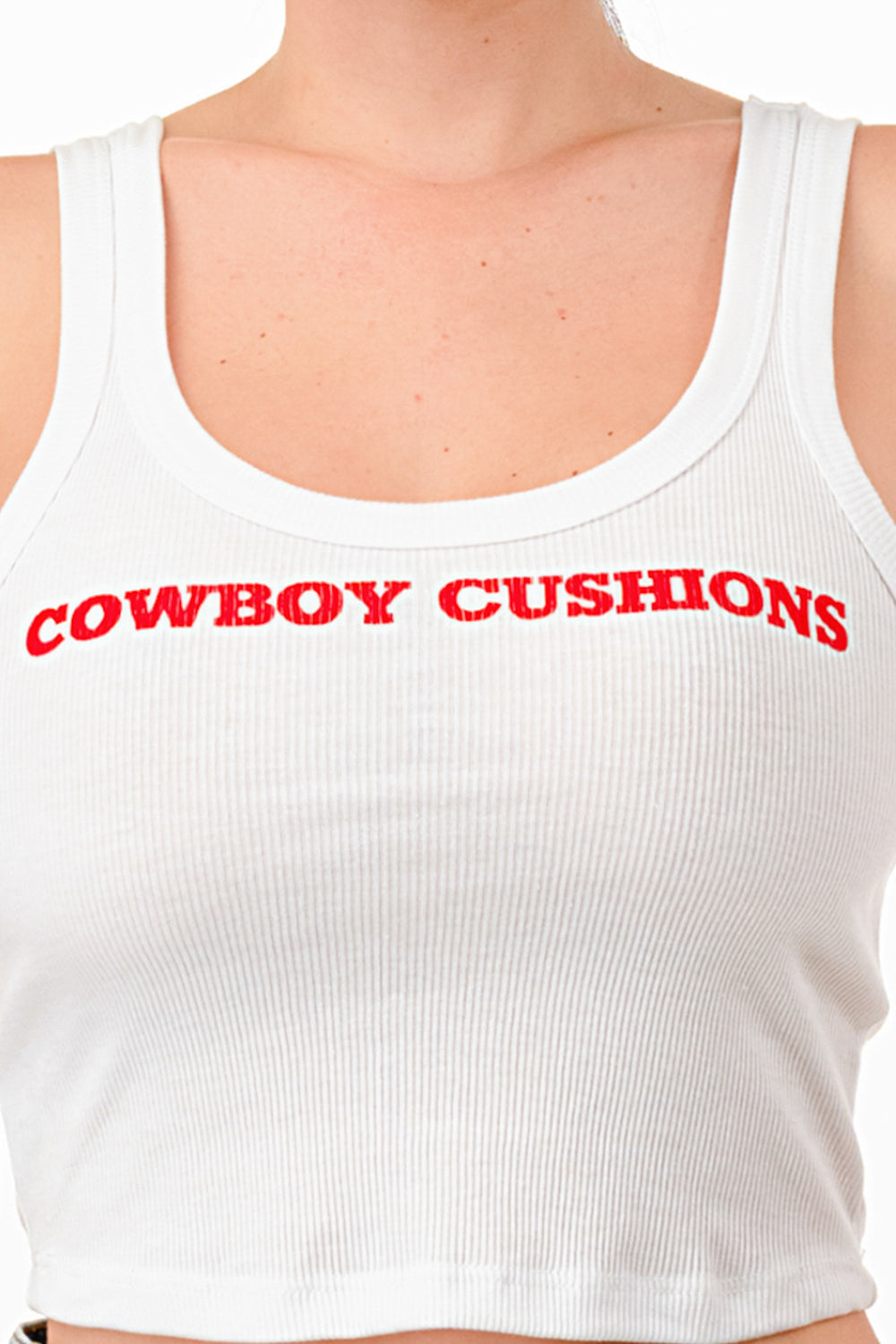 COWBOY CUSHIONS CROPPED RIBBED COTTON TANK TOP