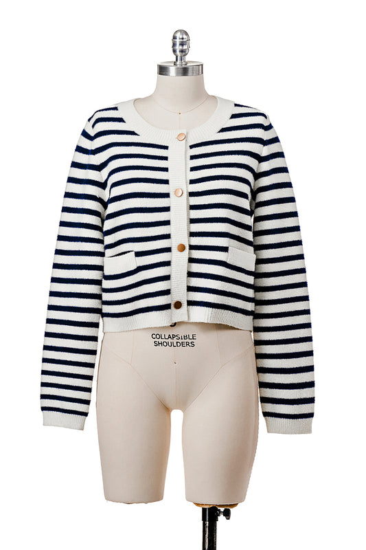 STRIPED JACKET WITH MATTE GOLD BUTTONS