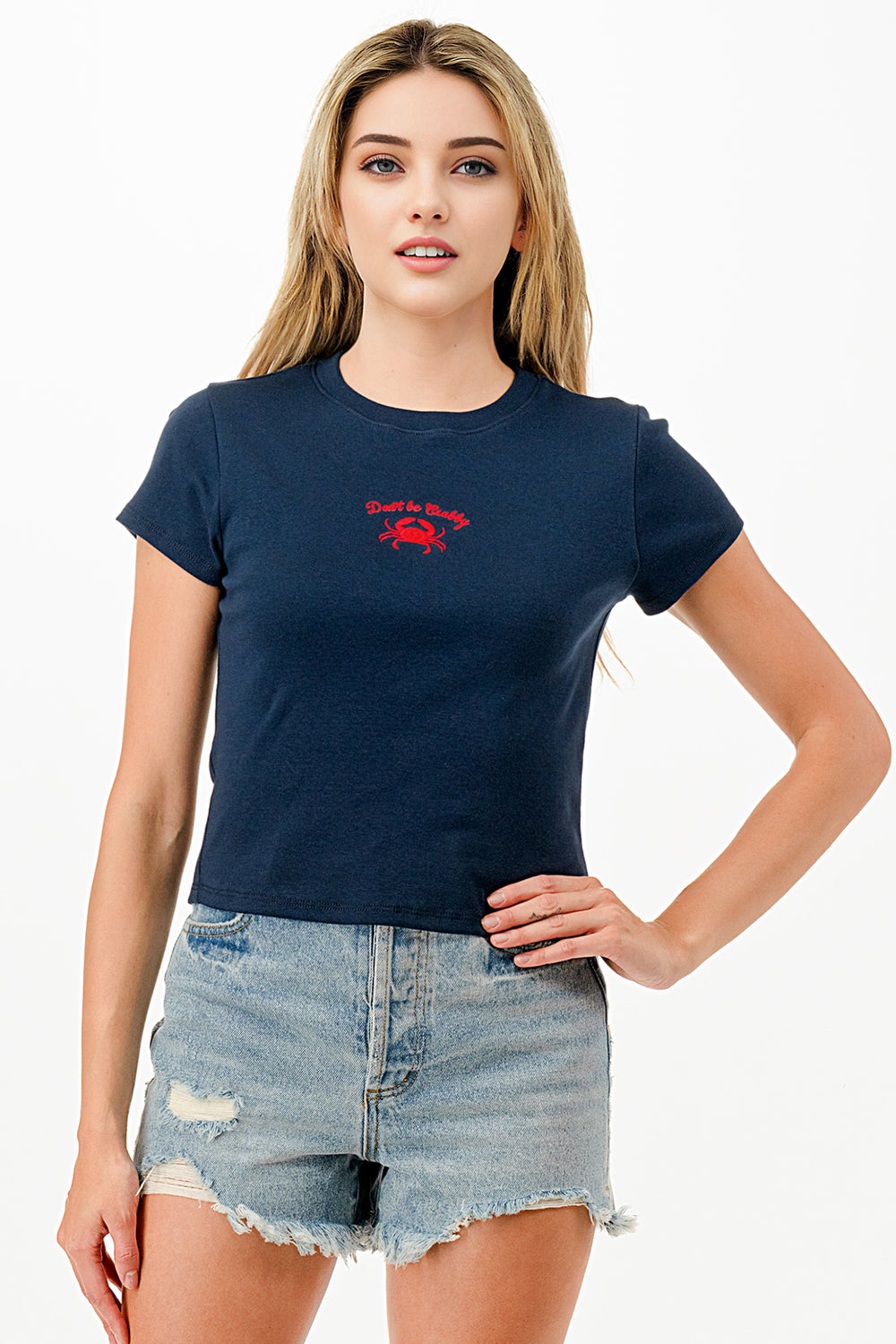 DON'T BE CRABBY EMBROIDERY BABY TEE