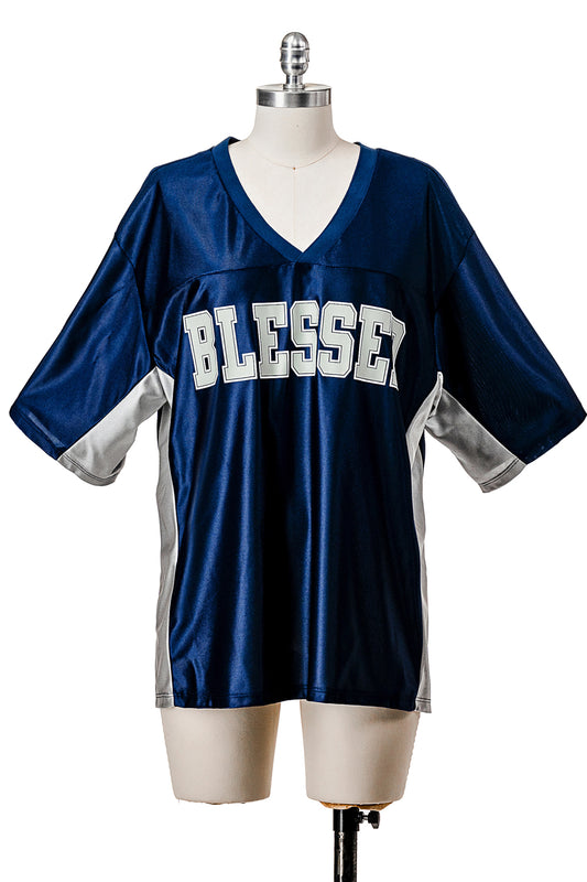 SHORT SLEEVE V NECK SPORTS JERSEY WITH GRAPHIC