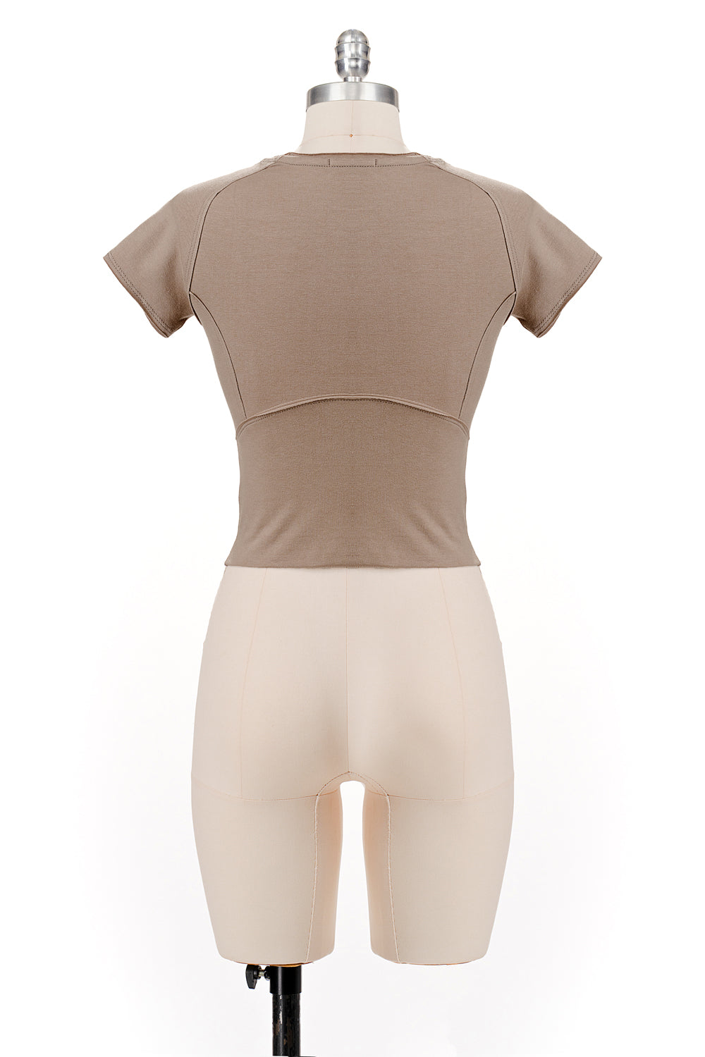 TAUPE EXPOSED EDGES BABY TEE
