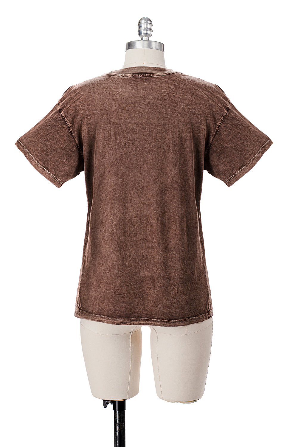 SHORT SLEEVE MINERAL WASHED T-SHIRT WITH GRAPHIC AND STONES