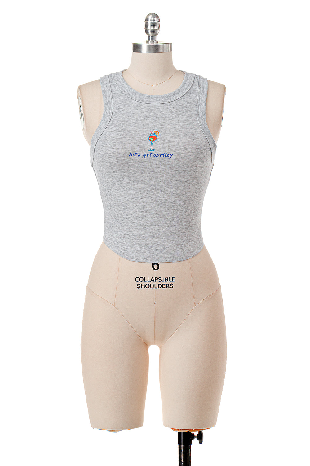 GREY LET'S GET SPRITZY RIBBED TANK TOP