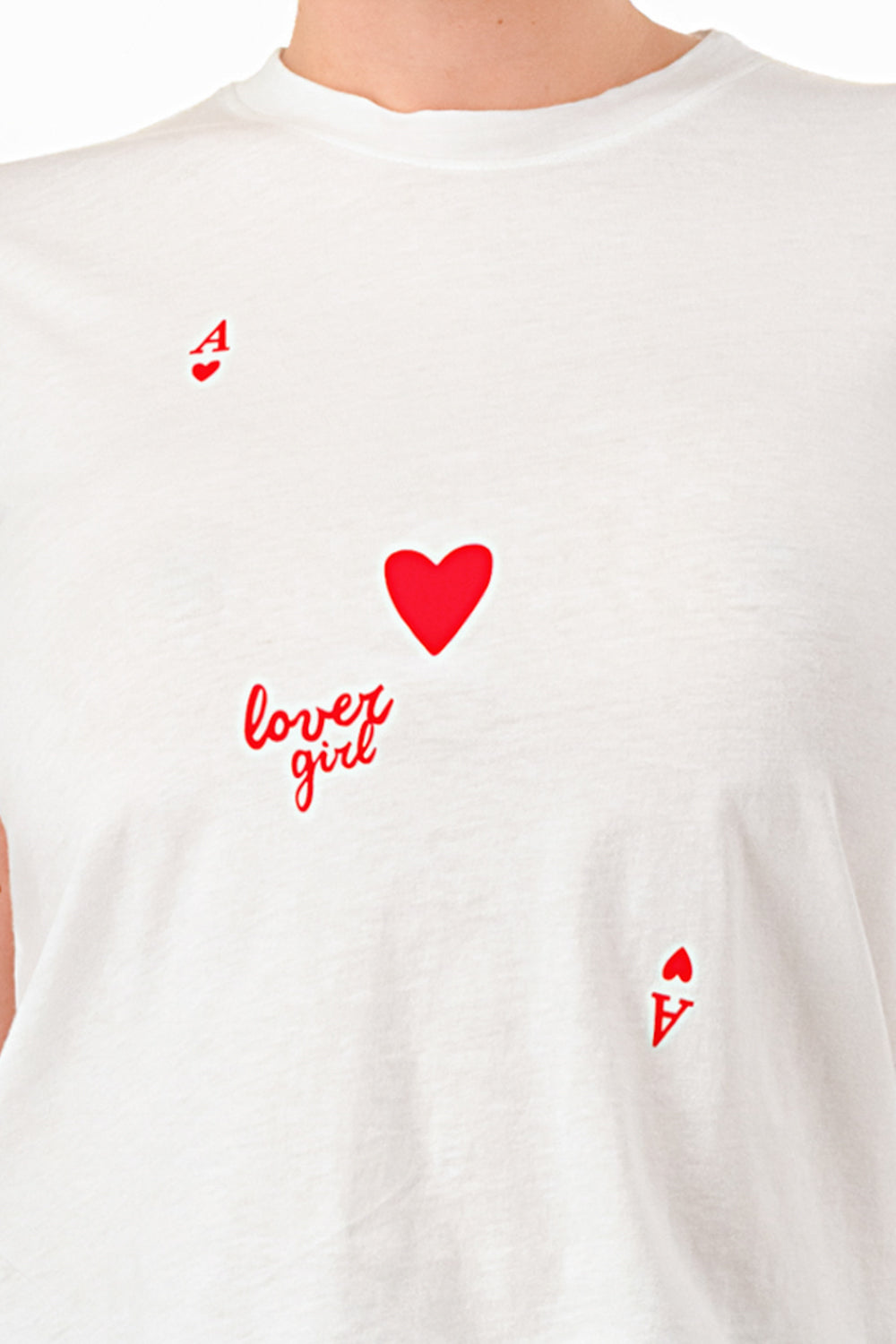 LOVER GIRL ACE OF HEARTS RELAXED TEE W/ CONTRAST STITCHING