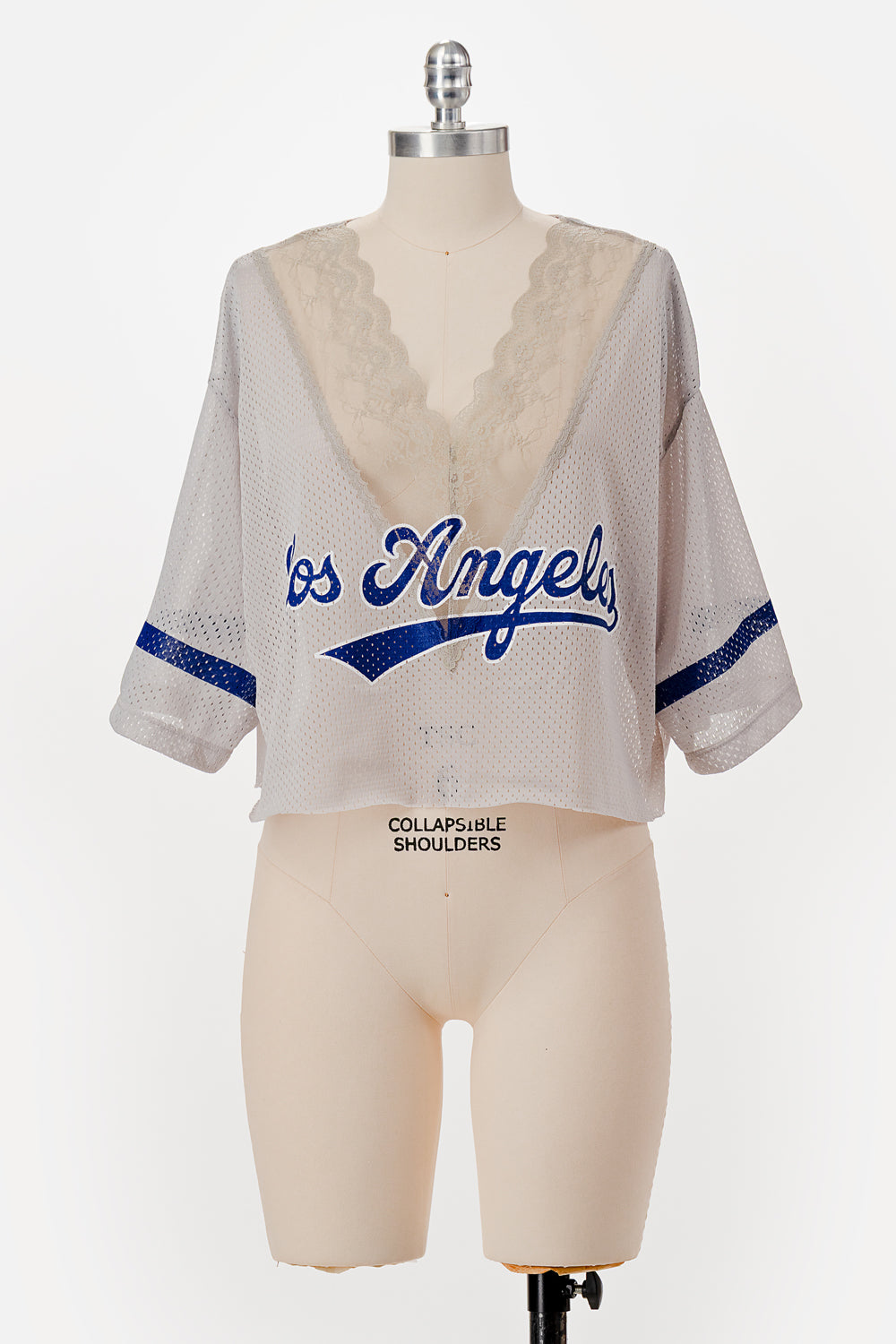 GREY LOS ANGELES BASEBALL LACE V NECK JERSEY