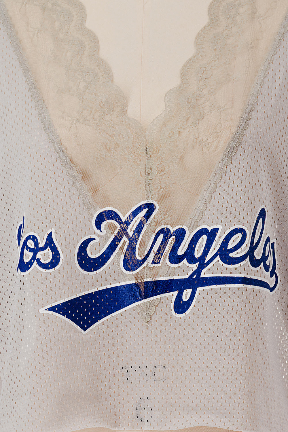 GREY LOS ANGELES BASEBALL LACE V NECK JERSEY
