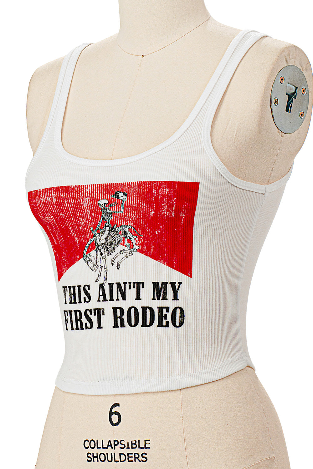 THIS AIN'T MY FIRST RODEO SKELETON COWBOY RIBBED TANK