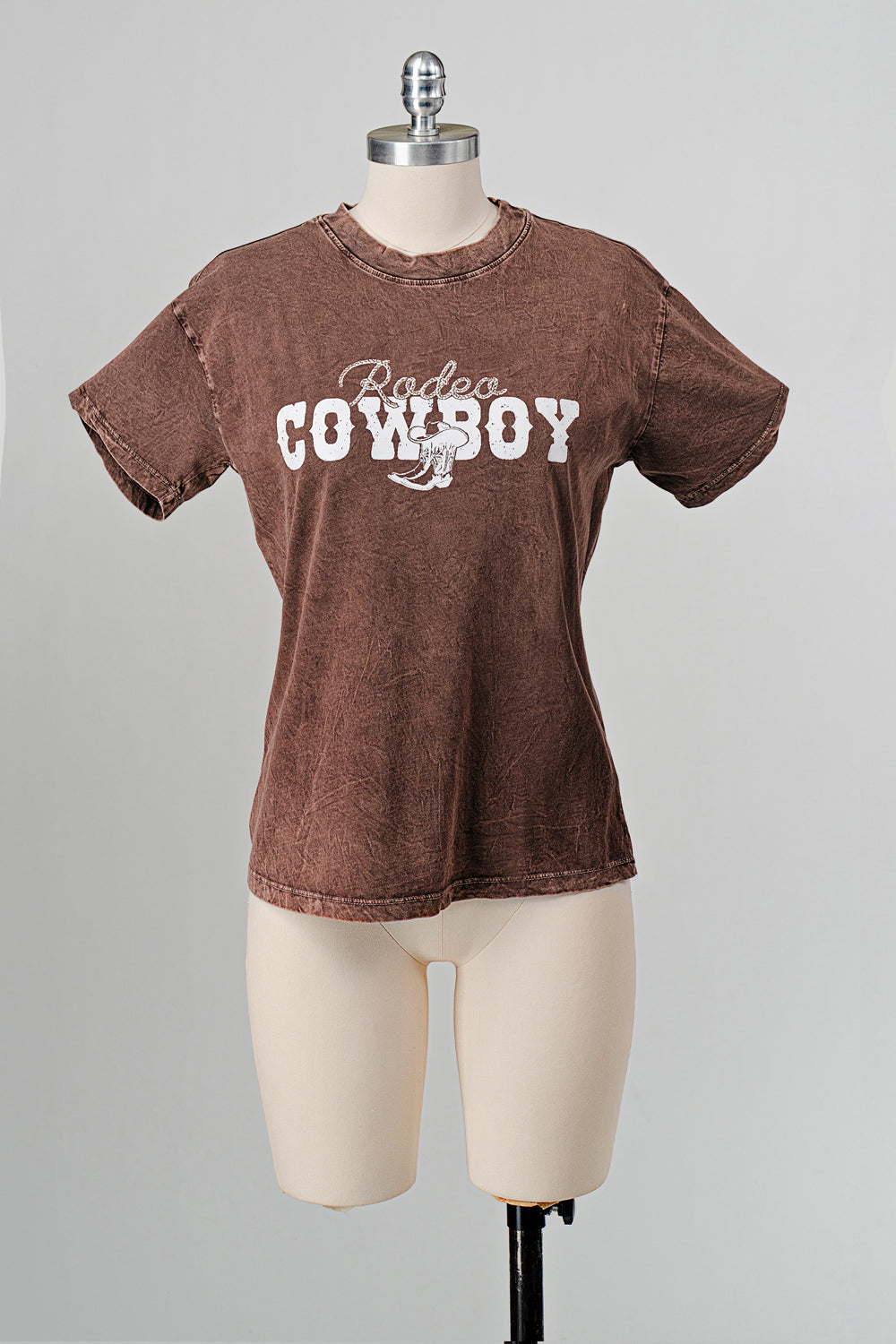 COWBOY RODEO MINERAL WASHED T-SHIRT WITH GRAPHIC