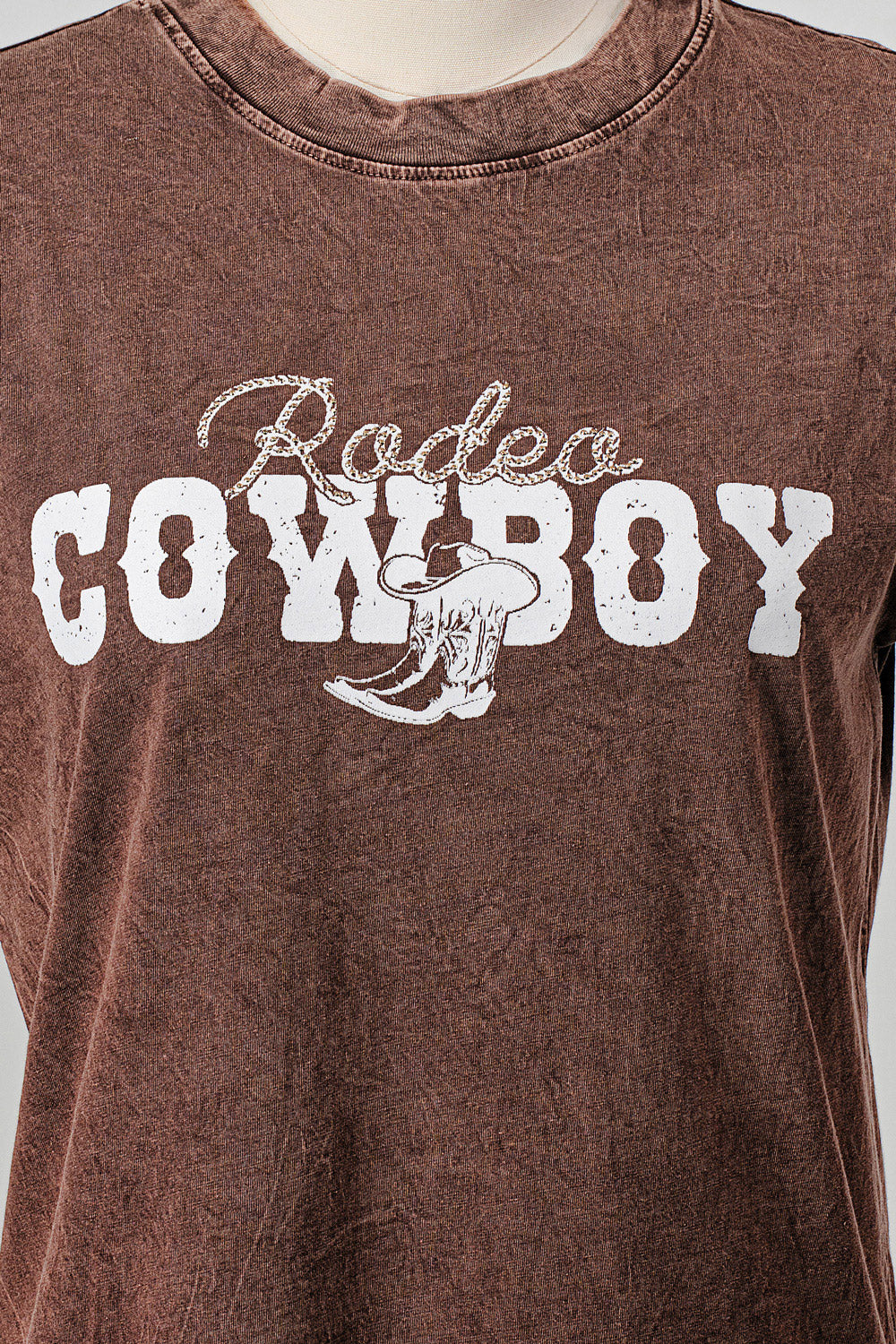 COWBOY RODEO MINERAL WASHED T-SHIRT WITH GRAPHIC