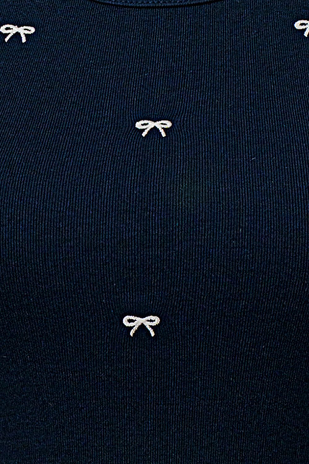 NAVY ALL OVER RIBBON EMBROIDERY TANK TOP