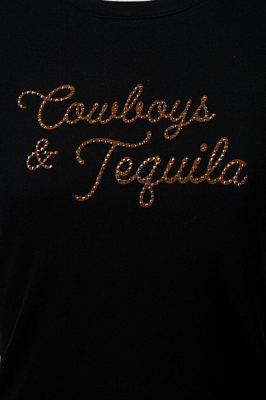 COWBOYS & TEQUILA RHINESTONES COTTON BABY TEE