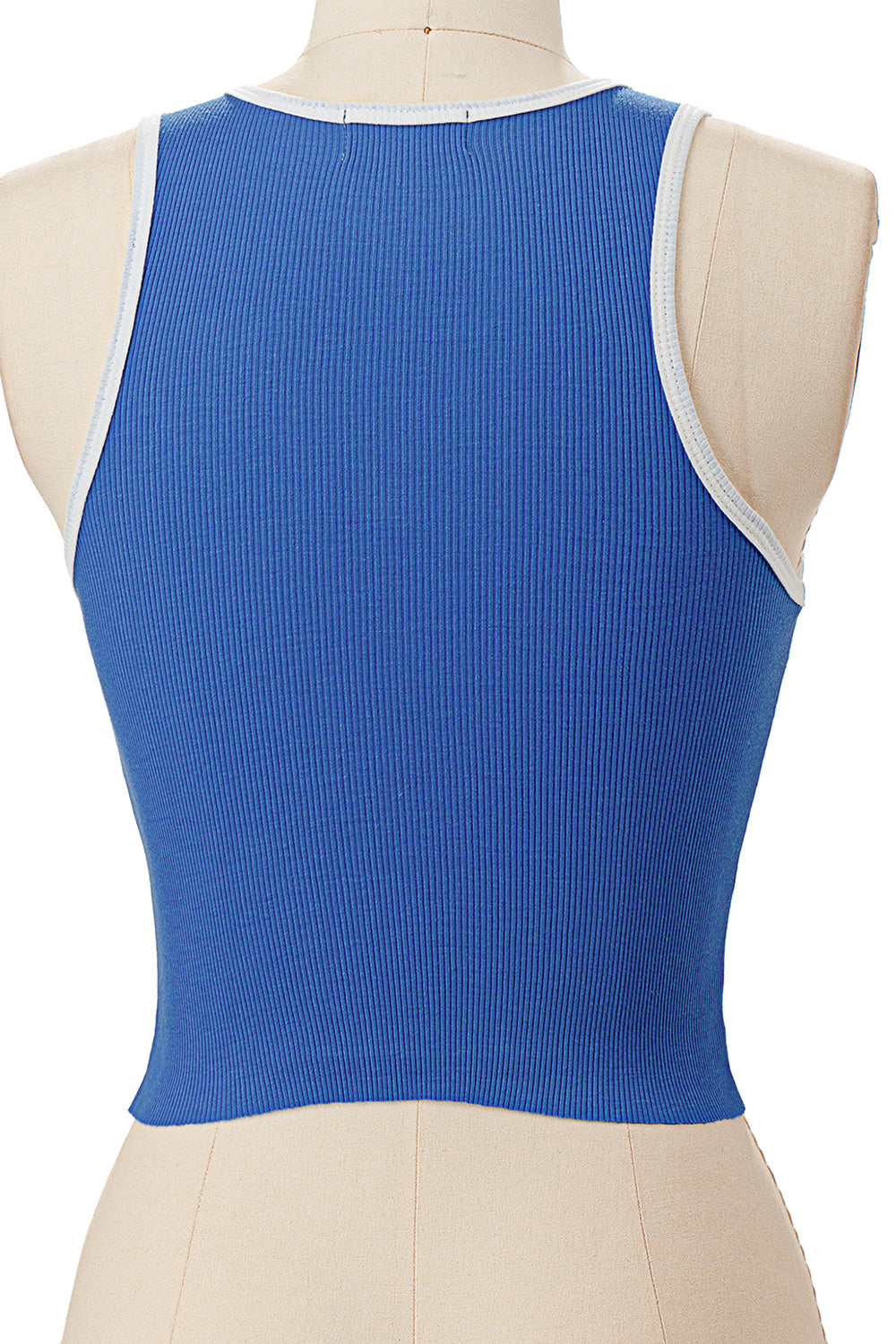 BLUE LOS ANGELES EMBROIDERY RIBBED TANK TOP