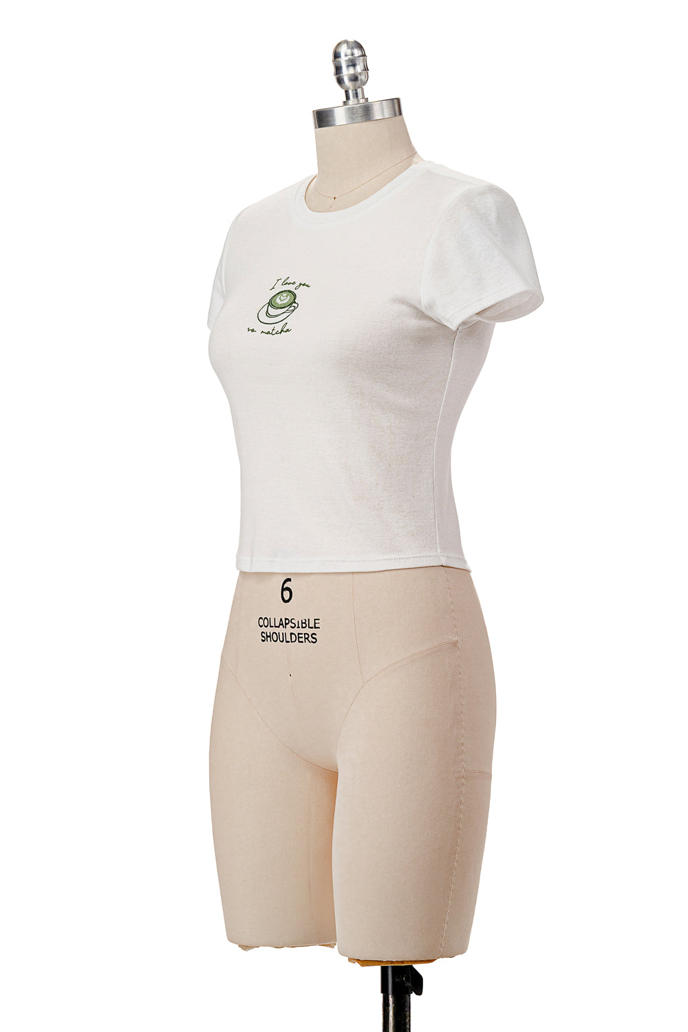 WHITE I LOVE YOU SO MATCHA BABY TEE EMBRO