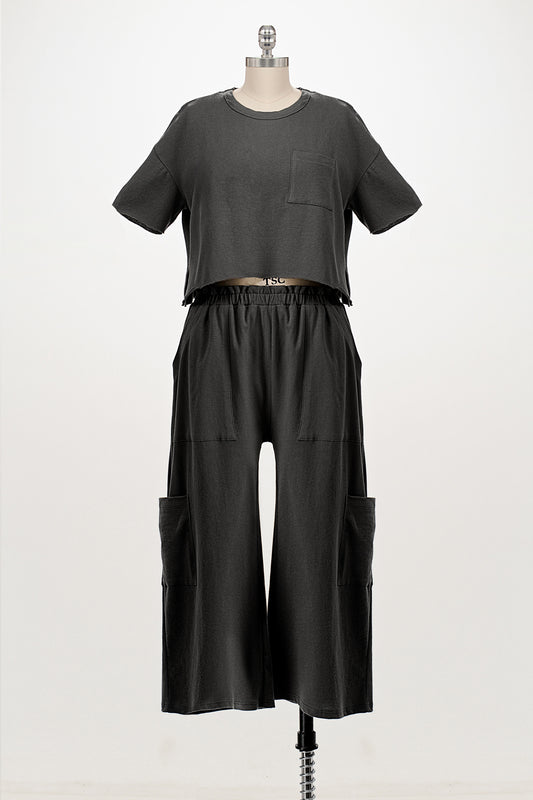 CHARCOAL FRENCH TERRY LOUNGE SET